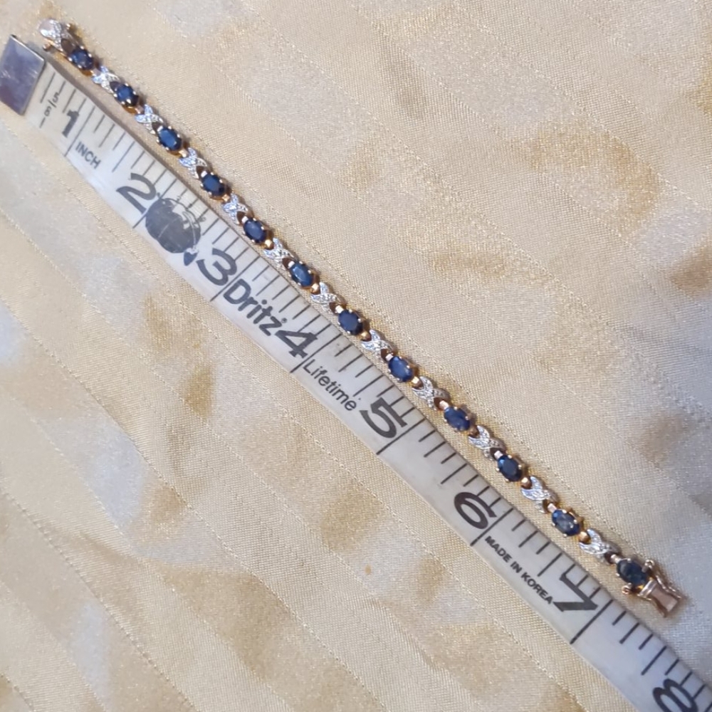 Sapphire & Diamond Ships/ GLD.PLT Sterling Silver FINAL PRICE - Picture 4 of 4